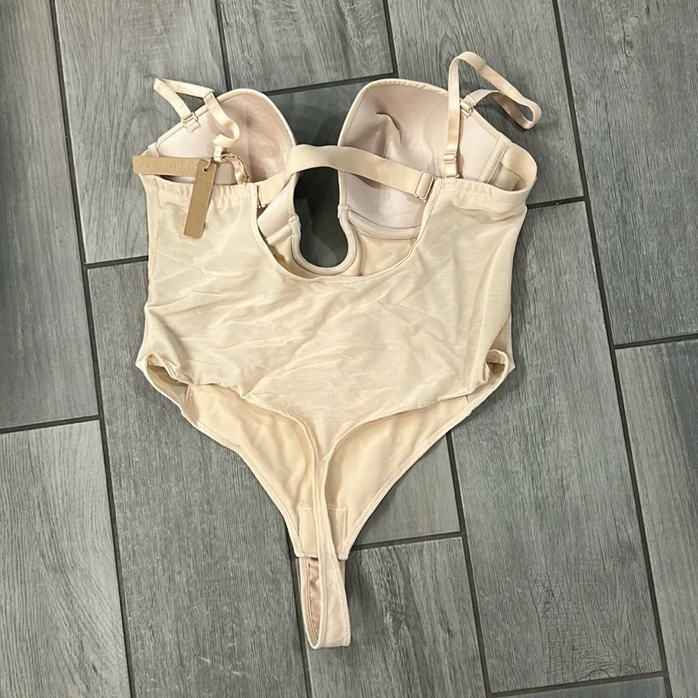 SHAPELLX strapless shapewear bodysuit U plunge corset backless tummy control